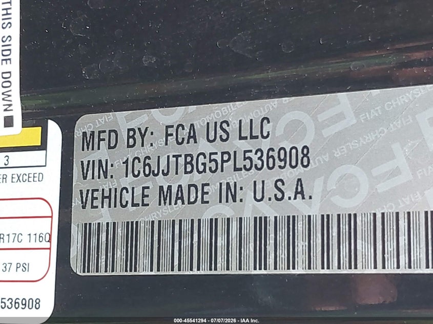 2023 Jeep Gladiator Rubicon 4X4 VIN: 1C6JJTBG5PL536908 Lot: 45541294