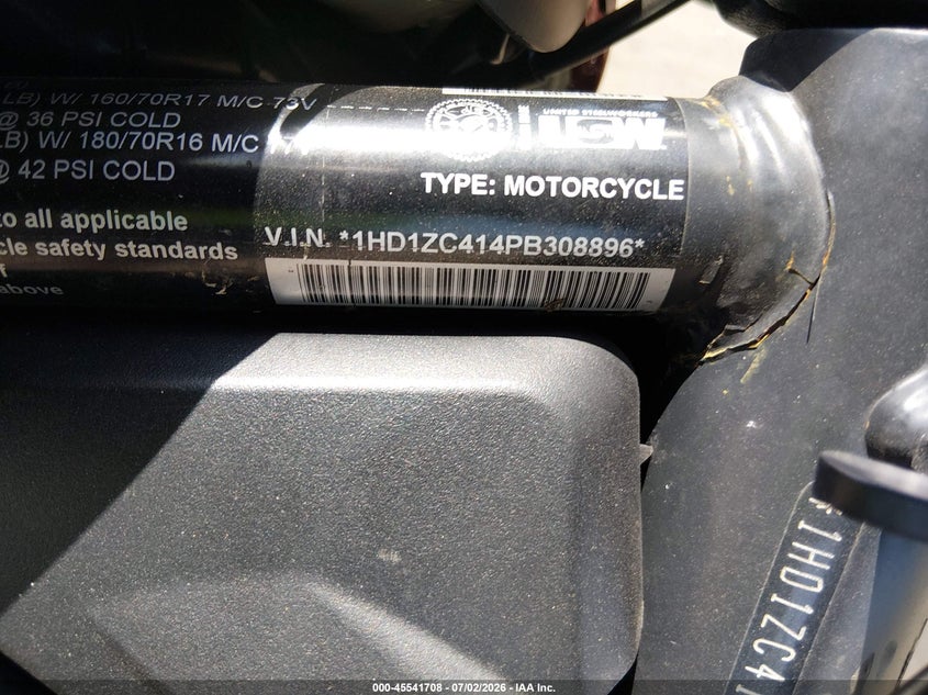 2023 Harley-Davidson Rh1250 S VIN: 1HD1ZC414PB308896 Lot: 45541708