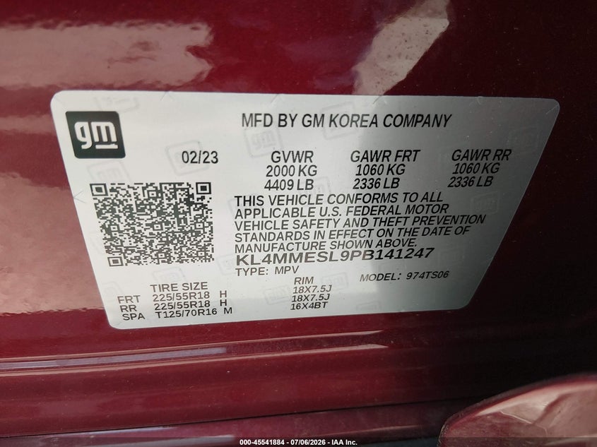 2023 Buick Encore Gx Select Awd VIN: KL4MMESL9PB141247 Lot: 45541884