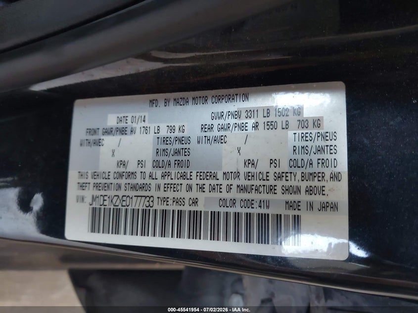2014 Mazda Mazda2 Sport VIN: JM1DE1KZXE0177733 Lot: 45541954