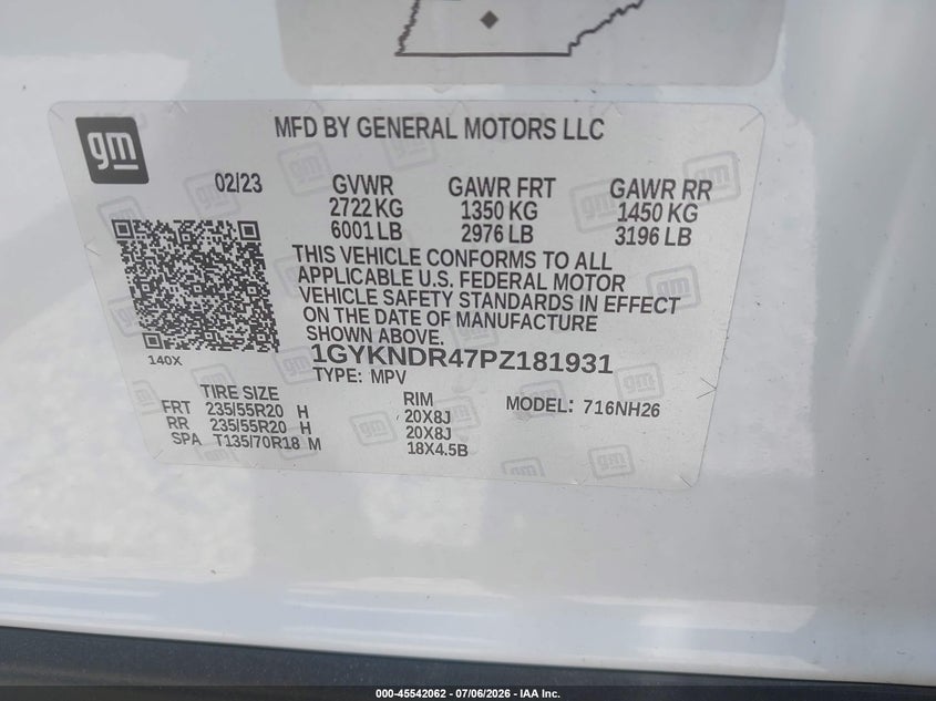 2023 Cadillac Xt5 Awd Premium Luxury VIN: 1GYKNDR47PZ181931 Lot: 45542062