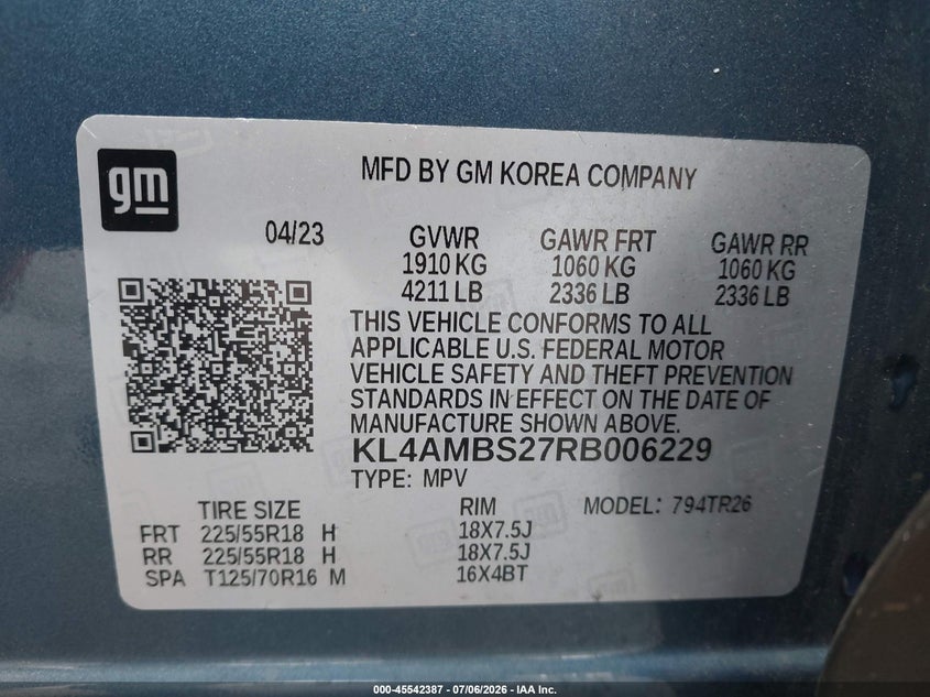 2024 Buick Encore Gx VIN: KL4AMBF27RB006229 Lot: 45542387