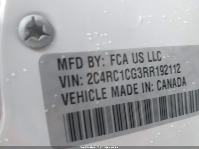 2024 Chrysler Voyager Lx VIN: 2C4RC1CG3RR192112 Lot: 45542904