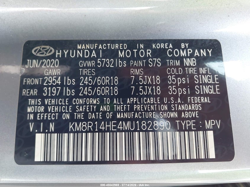 2021 Hyundai Palisade Se VIN: KM8R14HE4MU182890 Lot: 45542969