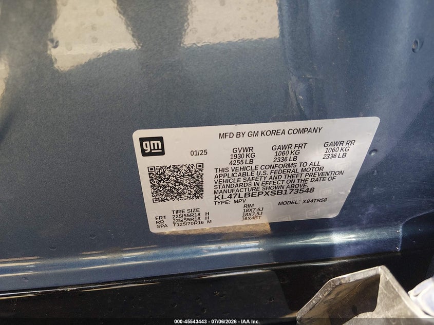 2025 Buick Envista Sport Touring Fwd VIN: KL47LBEPXSB173548 Lot: 45543443