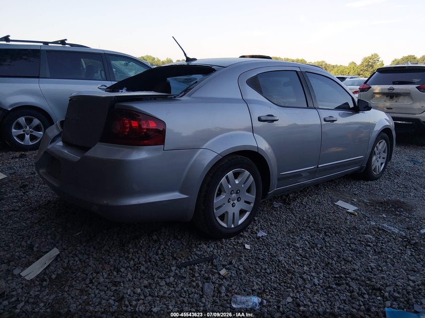 Vin: 1c3cdzab5dn562074, lot: 46041892, dodge avenger se 20134