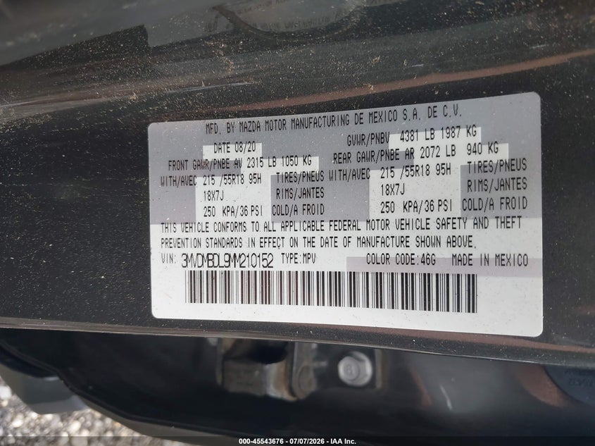 2021 Mazda Cx-30 Premium VIN: 3MVDMBDL9MM210152 Lot: 45543676