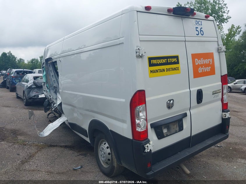Vin: 3c6lrvdg7pe529834, lot: 46041985, ram promaster 2500 high roof 159 wb 20233