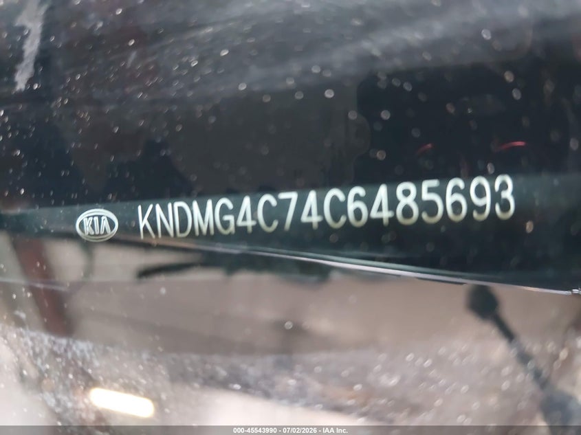 2012 Kia Sedona Lx VIN: KNDMG4C74C6485693 Lot: 45543990