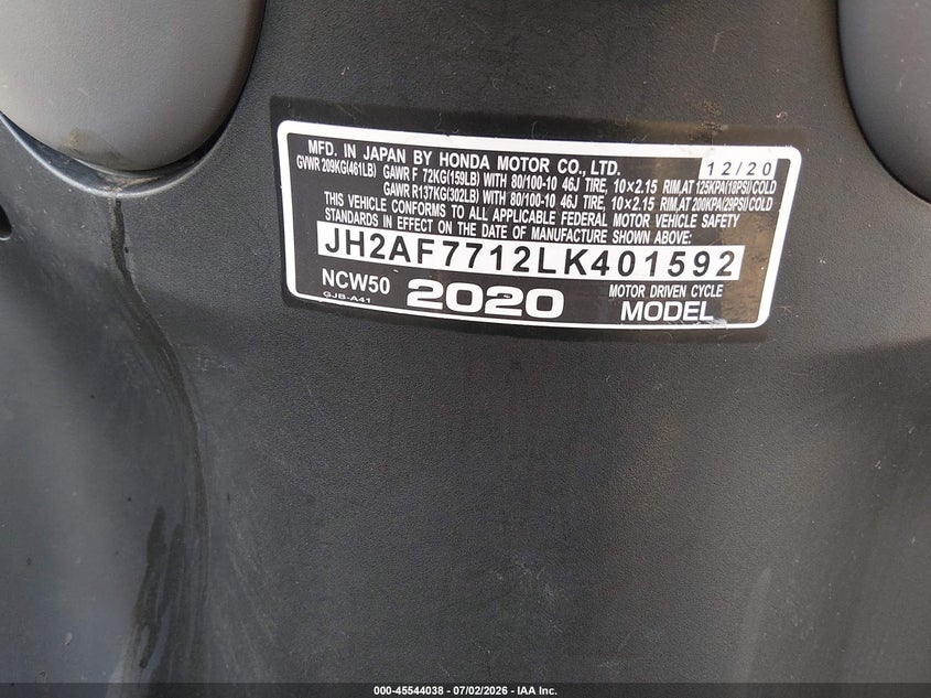 2020 HONDA NC BIKE 1