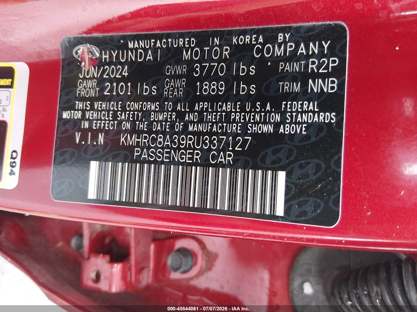 2024 Hyundai Venue Limited VIN: KMHRC8A39RU337127 Lot: 45544061