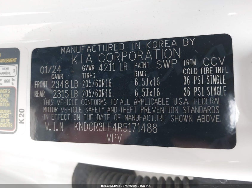 2024 Kia Niro Ex VIN: KNDCR3LE4R5171488 Lot: 45544263