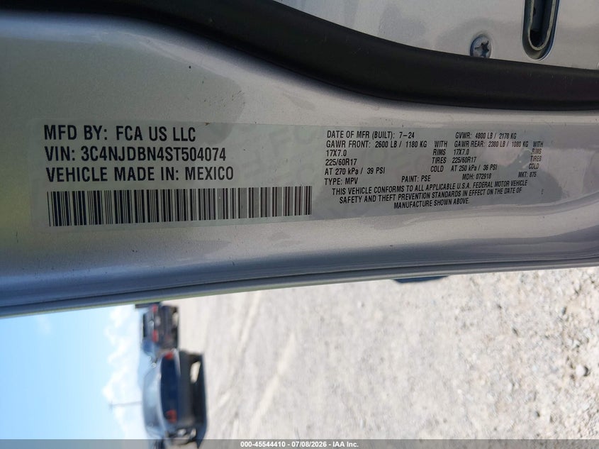 2025 Jeep Compass Latitude 4X4 VIN: 3C4NJDBN4ST504074 Lot: 45544410