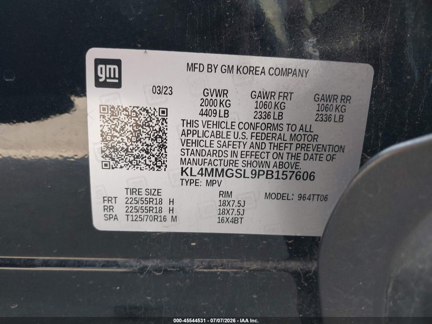2023 Buick Encore Gx Essence Awd VIN: KL4MMGSL9PB157606 Lot: 45544531