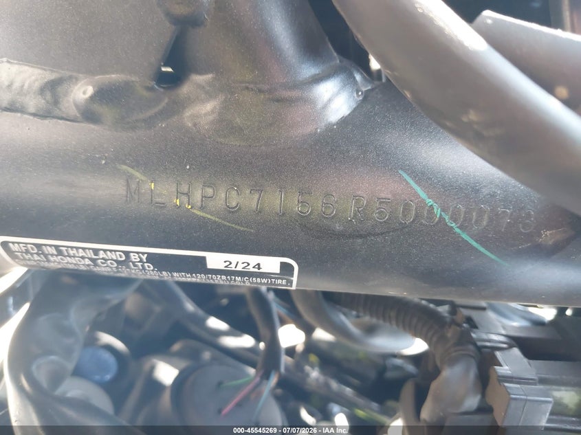 2024 Honda Cb500 F VIN: MLHPC7156R5000073 Lot: 45545269
