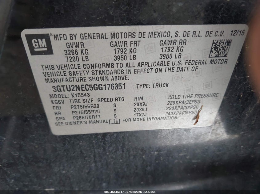 2016 GMC SIERRA PICKUP 5.3L V-8 DI, VVT, 355HP