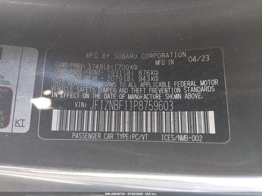 2023 Toyota Gr86 Premium VIN: JF1ZNBF11P8759603 Lot: 45545720