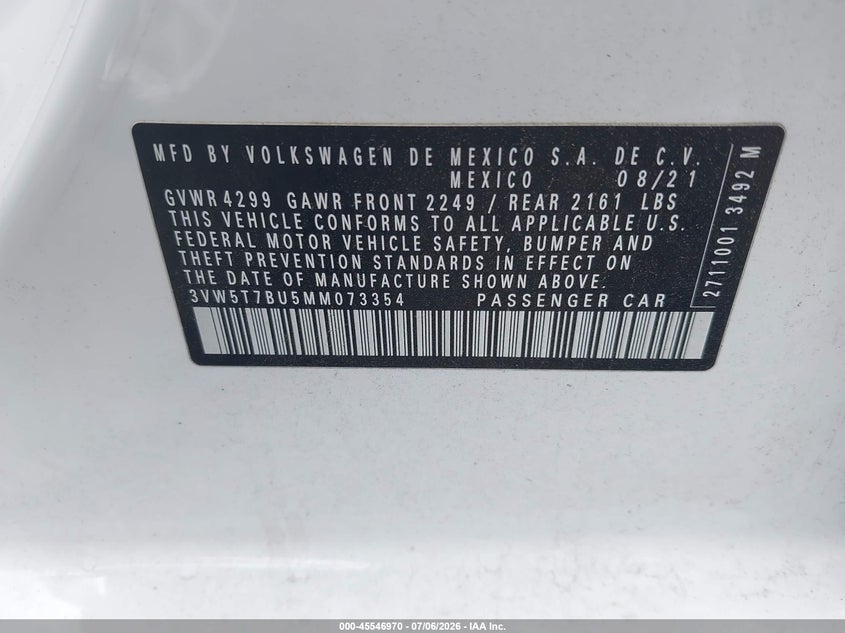 2021 VOLKSWAGEN JETTA GLI auction photo 7
