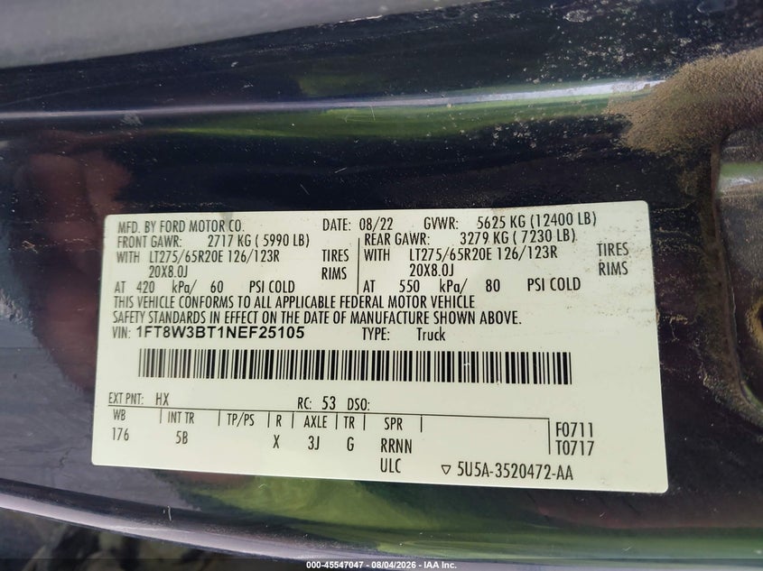 2022 FORD F-350 auction photo 8