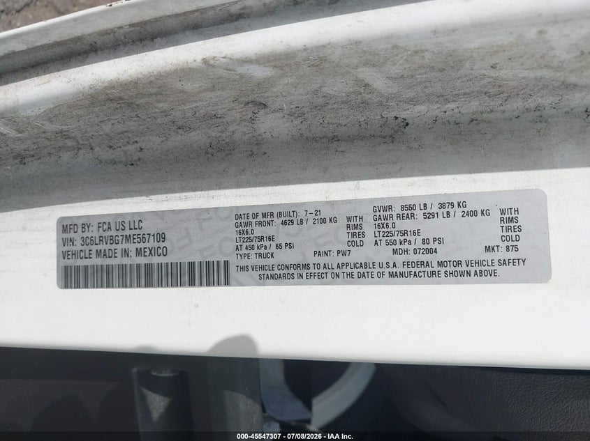2021 RAM PROMASTER 1500 HIGH ROOF 136 WB · Фото 9