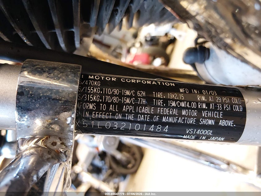 2003 Suzuki Vs1400 Glp VIN: JS1VX51L032101484 Lot: 45547779