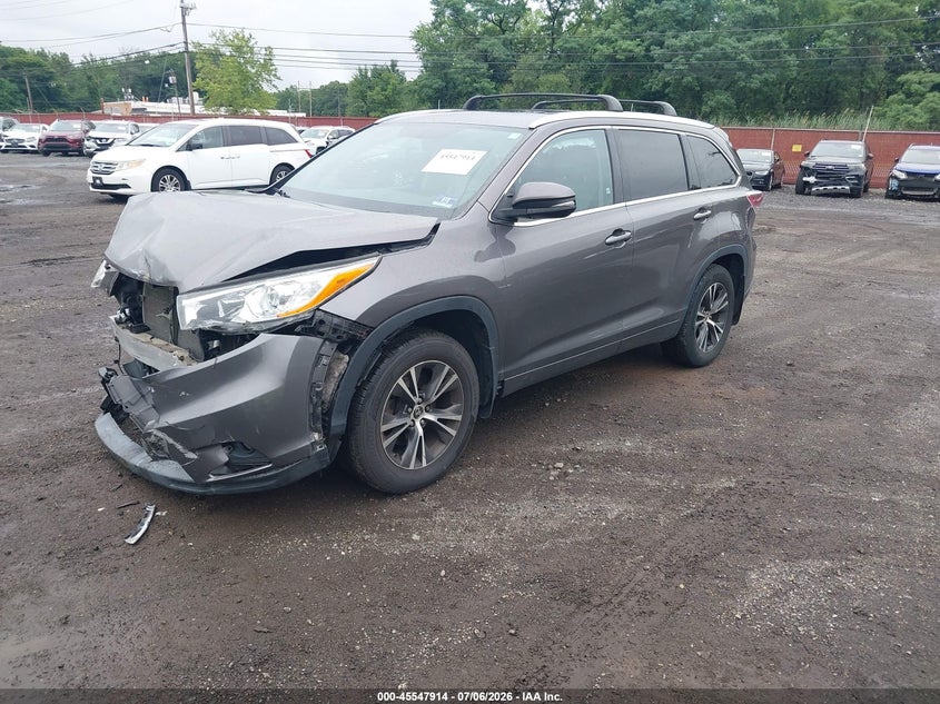 Vin: 5tdjkrfh2gs226015, lot: 46046225, toyota highlander xle v6 20162