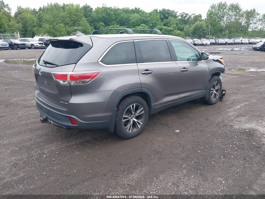 Vin: 5tdjkrfh2gs226015, lot: 46046225, toyota highlander xle v6 20164