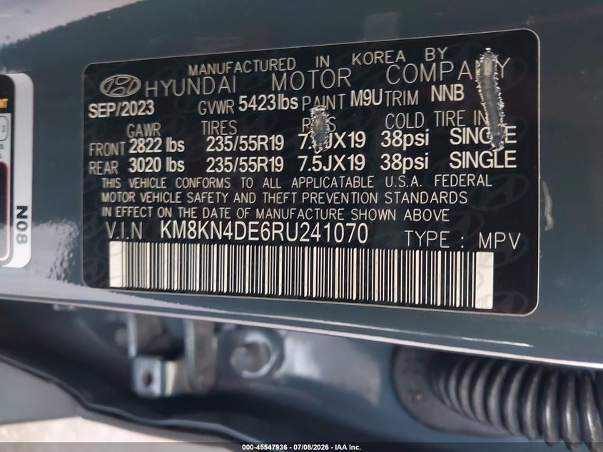 2024 Hyundai Ioniq 5 Sel VIN: KM8KN4DE6RU241070 Lot: 45547936