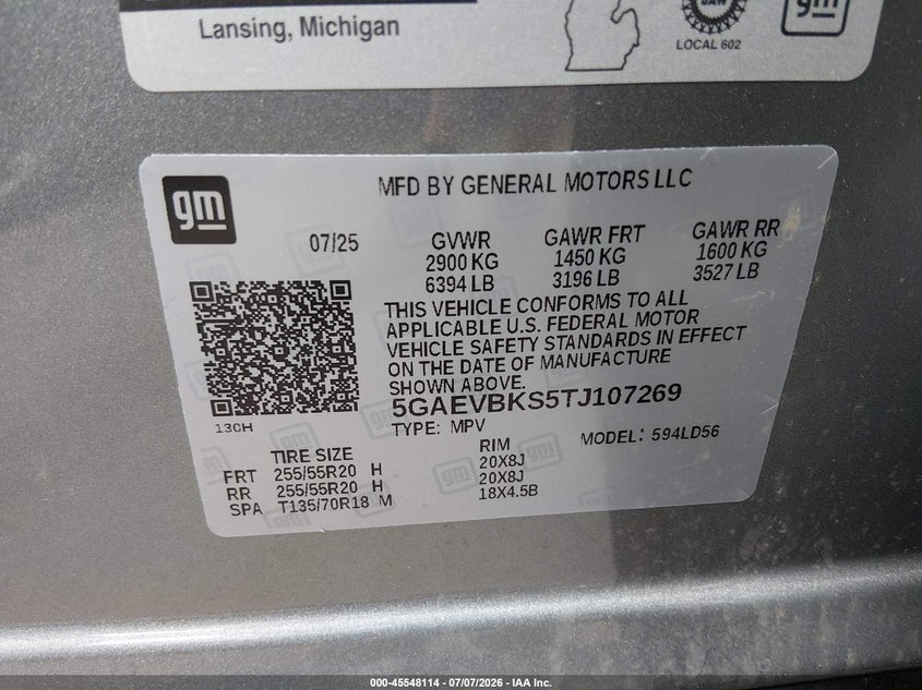 2026 Buick Enclave Sport Touring Fwd VIN: 5GAEVBKS5TJ107269 Lot: 45548114