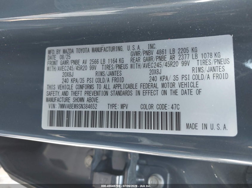 2025 Mazda Cx-50 2.5 S Premium Plus Package VIN: 7MMVABEM9SN384652 Lot: 45548759