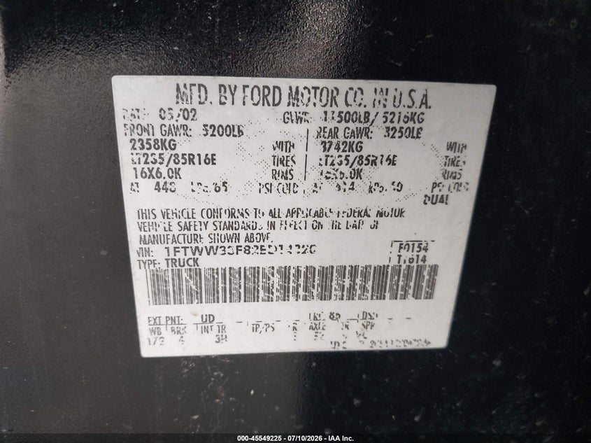 2002 FORD F-350 auction photo 8