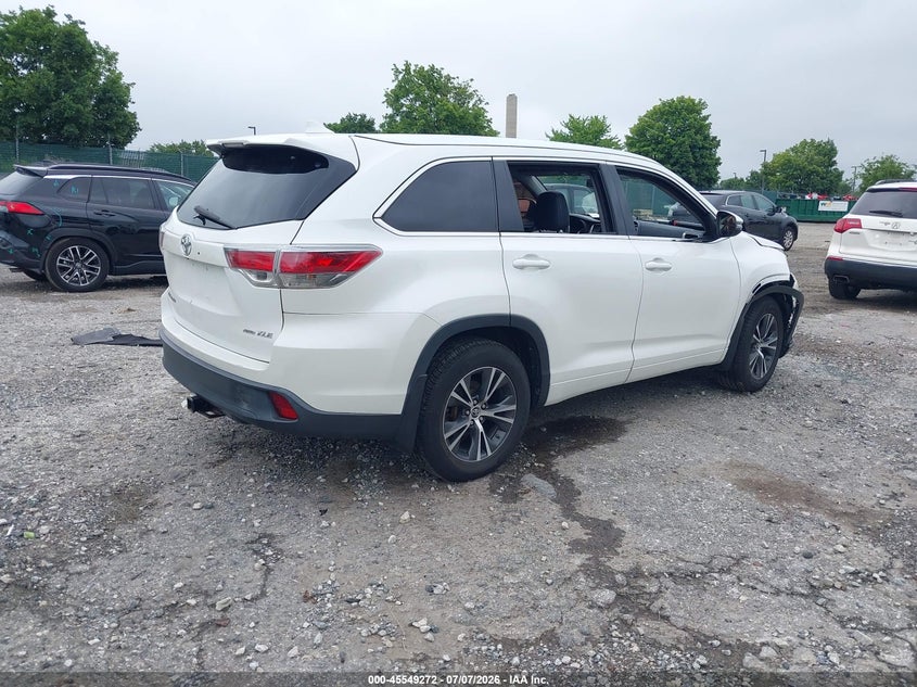 Vin: 5tdjkrfh6gs228589, lot: 46047583, toyota highlander xle v6 20164