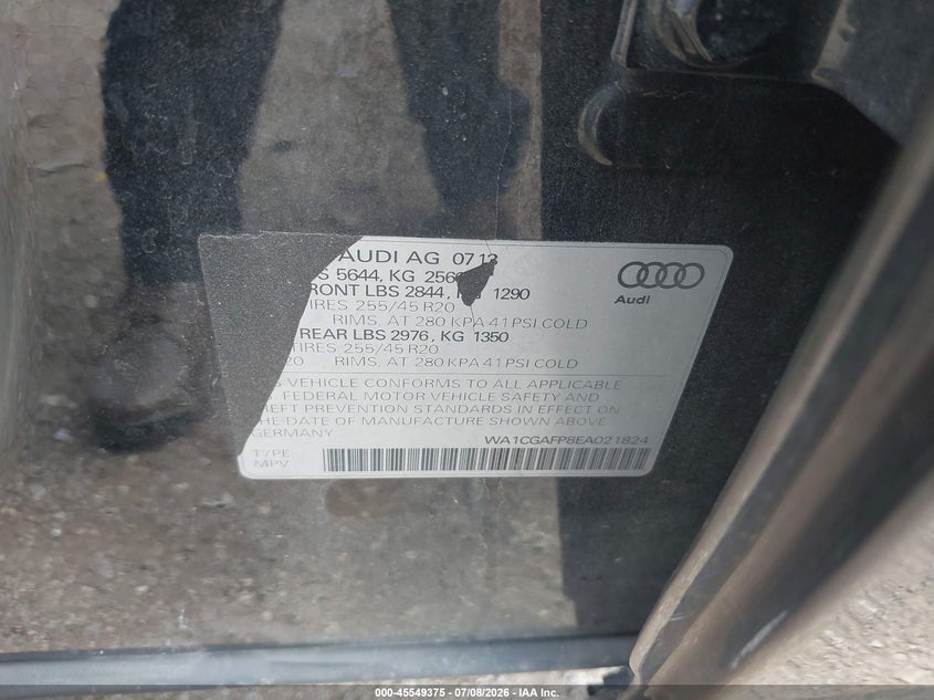 2014 Audi Sq5 3.0T Premium Plus VIN: WA1CGAFP8EA021824 Lot: 45549375