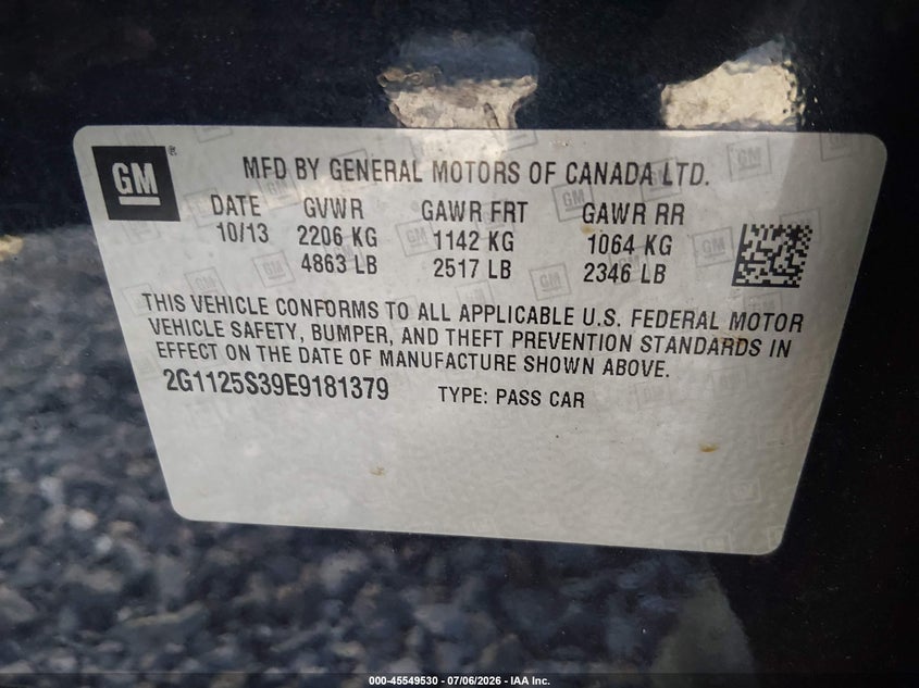 2014 CHEVROLET IMPALA SEDAN 3.6L V-6 DI, DOHC, VVT, 305HP