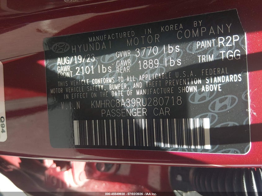 2024 Hyundai Venue Sel VIN: KMHRC8A39RU280718 Lot: 45549938
