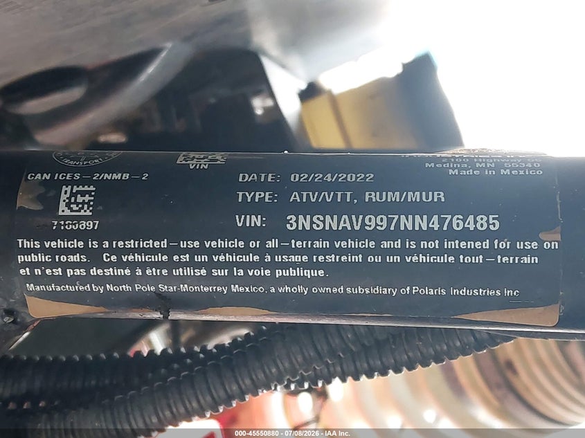2022 Polaris Rzr Xp 1000 Premium VIN: 3NSNAV997NN476485 Lot: 45550880