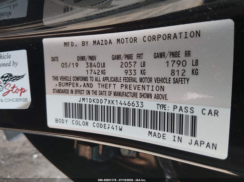 2019 Mazda Cx-3 Grand Touring VIN: JM1DKDD7XK1446633 Lot: 45551176