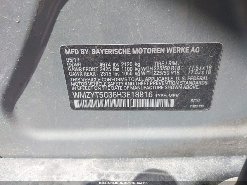 2017 Mini Countryman Cooper S VIN: WMZYT5C36H3E18816 Lot: 45551446