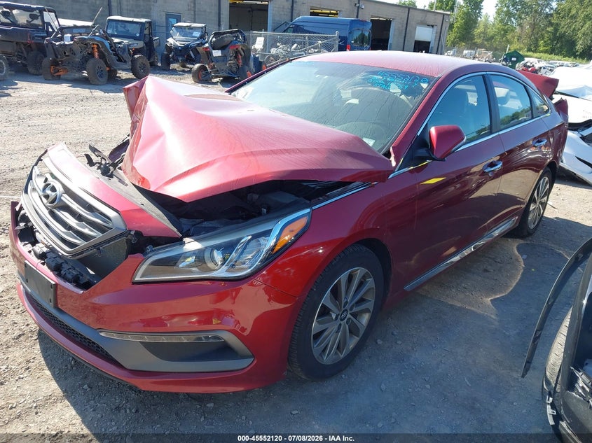 2016 Hyundai Sonata, Front & Rear, IAAI, VIN 5NPE34AF2GH276149 — photo 2