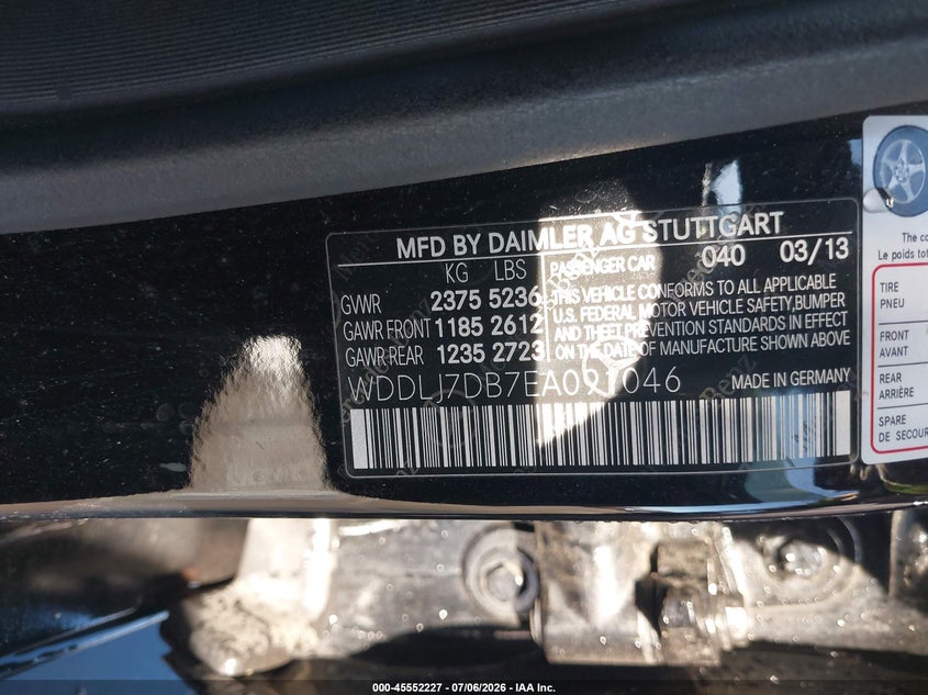 2014 Mercedes-Benz Cls 550 VIN: WDDLJ7DB7EA091046 Lot: 45552227
