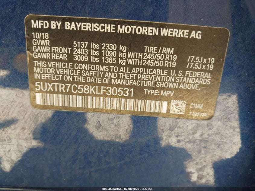 2019 BMW X3 SDRIVE30I — Фото 9