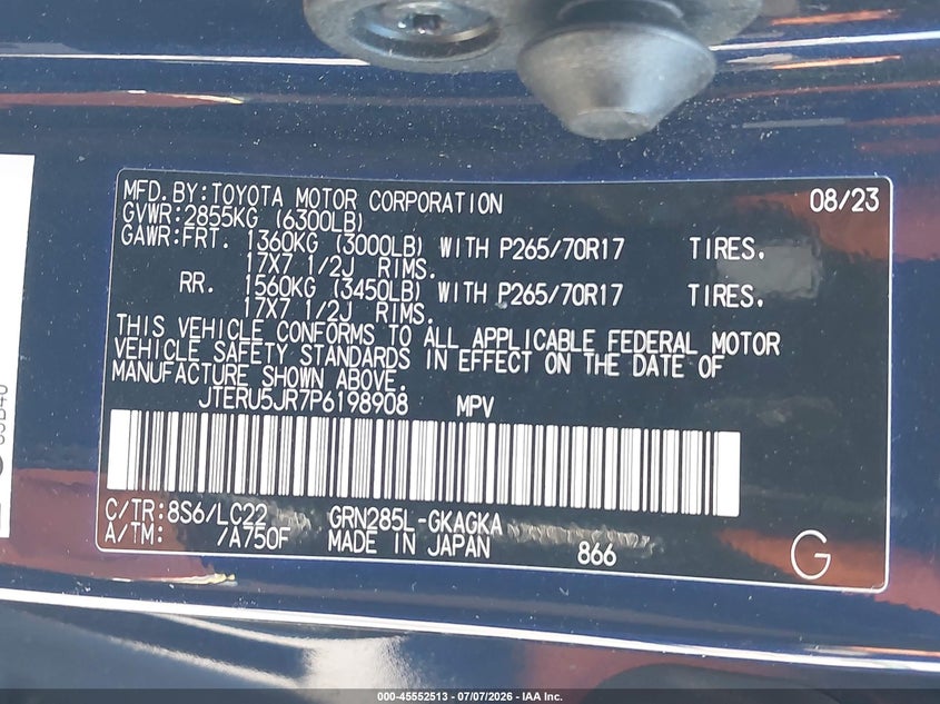 2023 Toyota 4Runner Trd Off Road Premium VIN: JTERU5JR7P6198908 Lot: 45552513