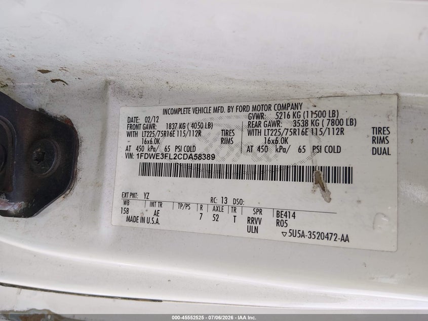 2012 FORD E-350 CUTAWAY auction photo 8