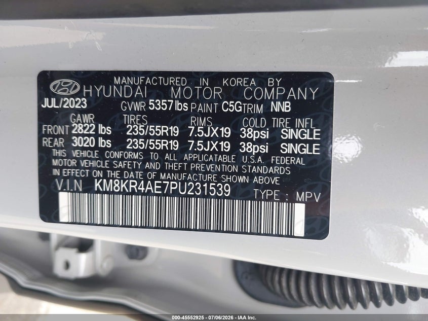 2023 Hyundai Ioniq 5 Limited VIN: KM8KR4AE7PU231539 Lot: 45552925