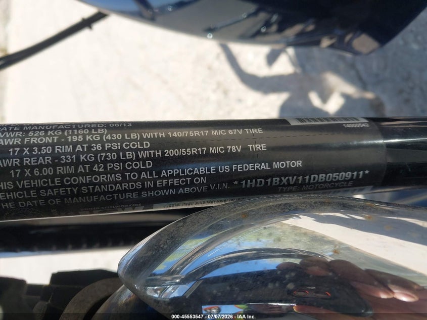 2013 Harley-Davidson Flstf Fatboy VIN: 1HD1BXV11DB050911 Lot: 45553547