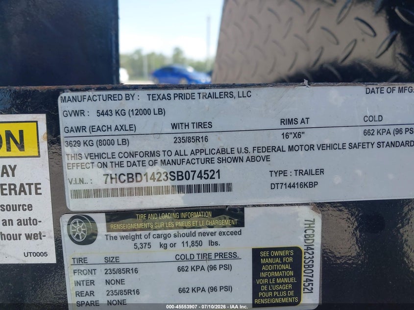 2025 TEXAS PRIDE TRAILERS DUMP TRAILER auction photo 8