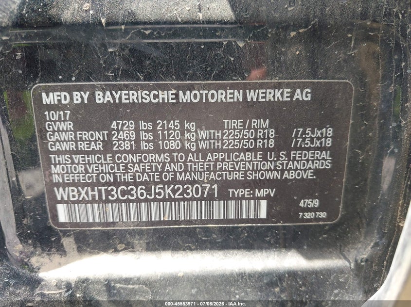 2018 BMW X1 xDrive28I VIN: WBXHT3C36J5K23071 Lot: 45553971