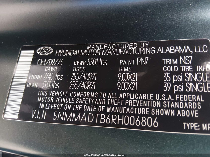 2024 Genesis Gv70 2.5T Awd VIN: 5NMMADTB6RH006806 Lot: 45554105