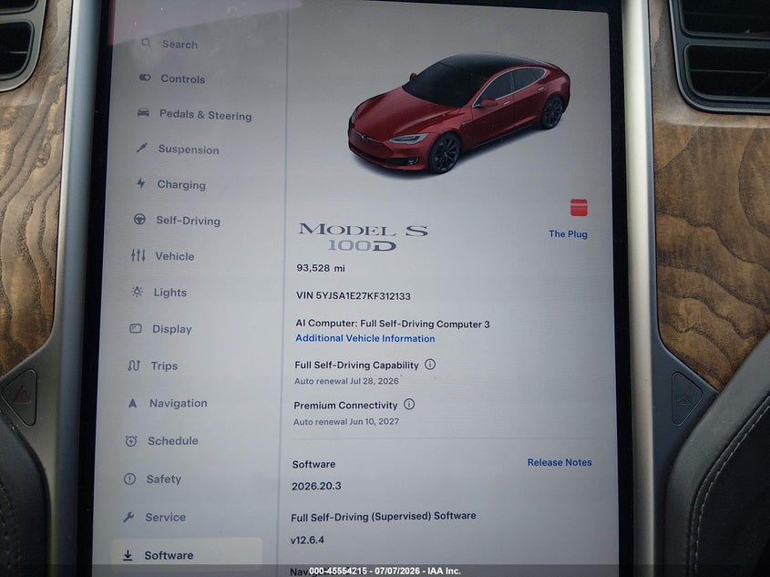 2019 Tesla Model S VIN: 5YJSA1E27KF312133 Lot: 45554215