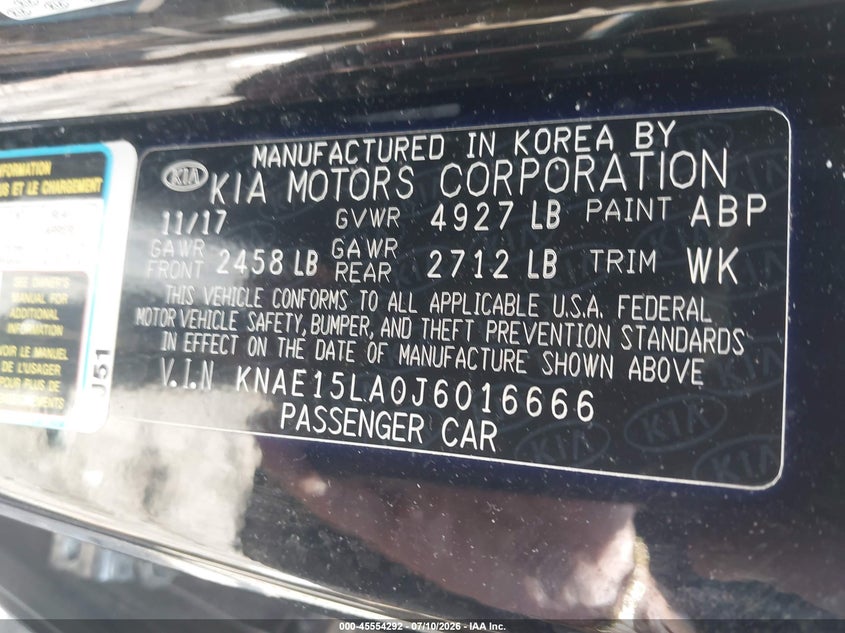 2018 Kia Stinger VIN: KNAE15LA0J6016666 Lot: 45554292